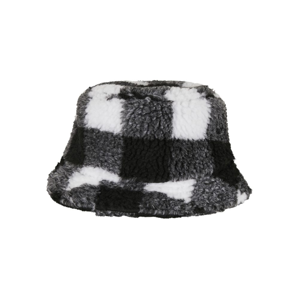 Urban Classics - Sherpa Check Chapeau de seau - Blanc/Noir